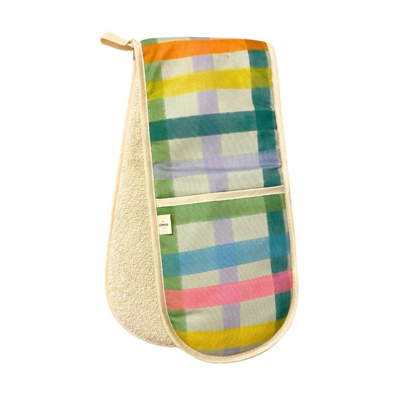 Plewsy Bright Gingham Double Oven Gloves