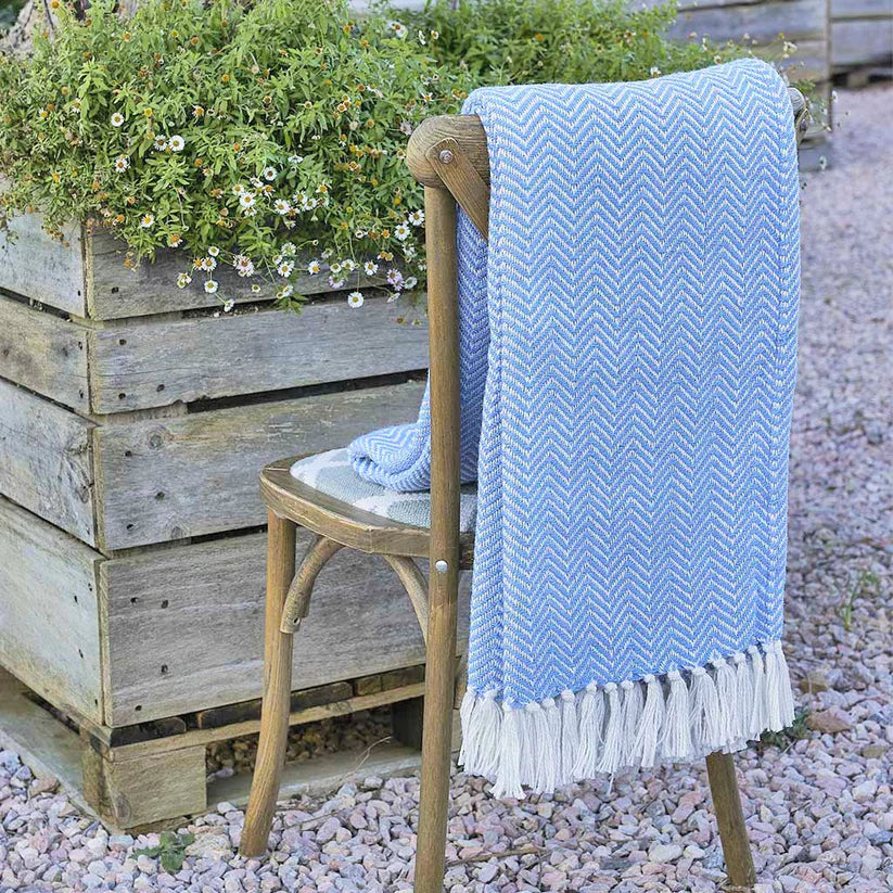 Weaver Green Cobalt Herringbone Blanket