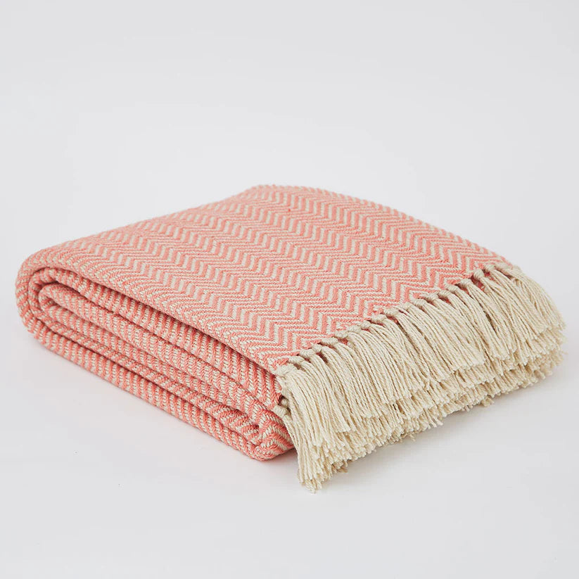 Weaver Green Coral Herringbone Blanket