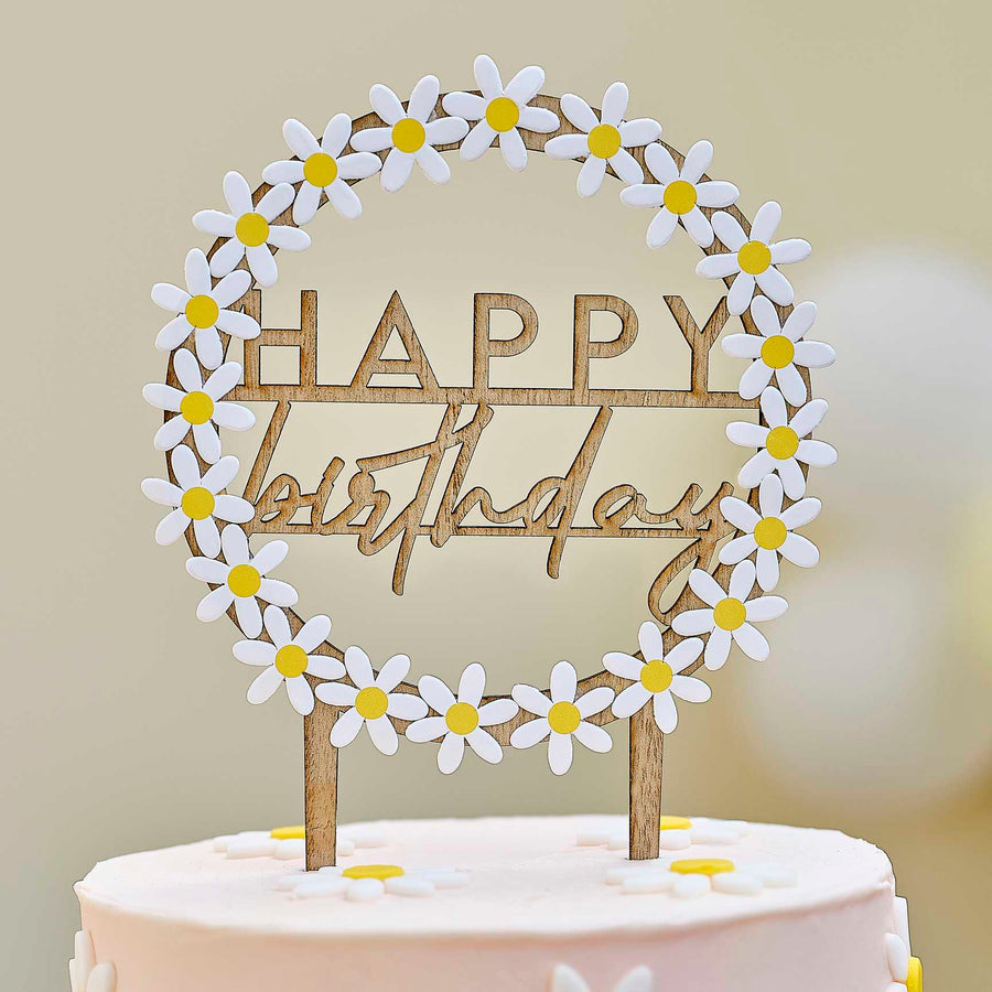 Ginger Ray Wooden Happy Birthday Cake Topper