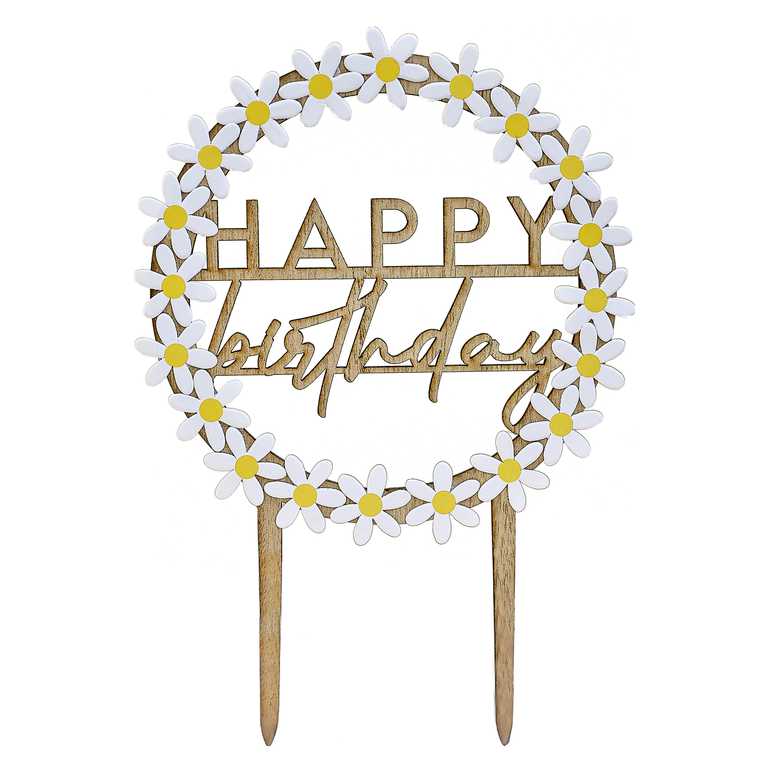 Ginger Ray Wooden Happy Birthday Cake Topper