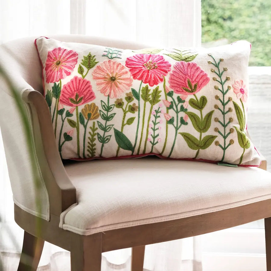 Aquarelle Ensley Linen & Pink Cushion
