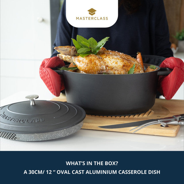 MasterClass Black Oval Cast Aluminium 6L Casserole Dish