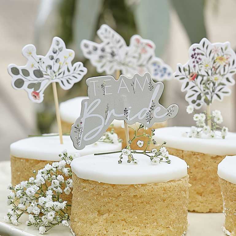 Ginger Ray Floral 'Team Bride' Cake Toppers