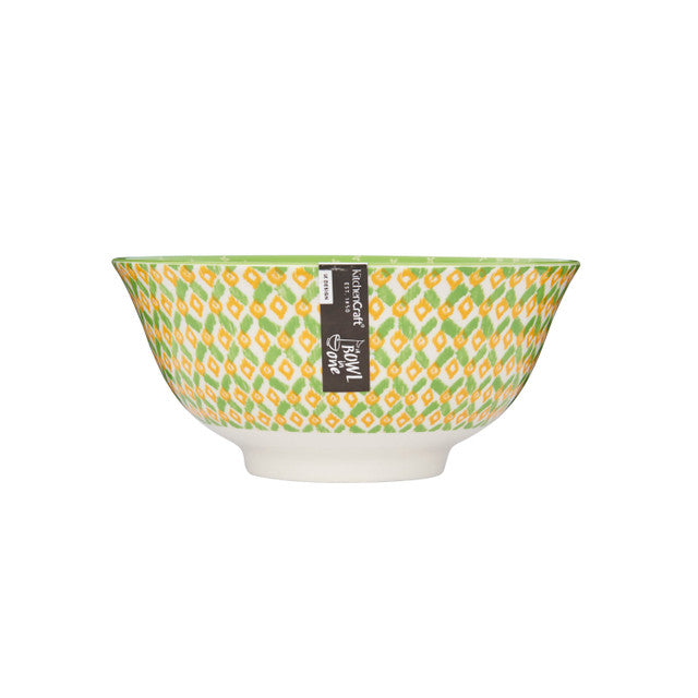 KitchenCraft Green Geometric Ceramic Bowl