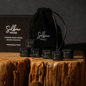 Just Slate Set of 6 Fishing Engraved Whisky Stones