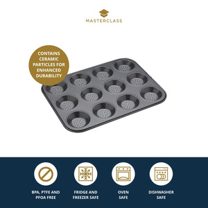 MasterClass Crusty Bake Non-Stick 12 Hole Shallow Baking Pan
