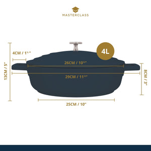 MasterClass Black Round Cast Aluminium Non-Stick Casserole - All Sizes