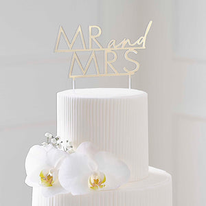 Ginger Ray Gold Mr & Mrs Cake Topper