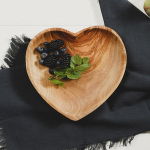 Just Slate Olive Wood Heart Bowl