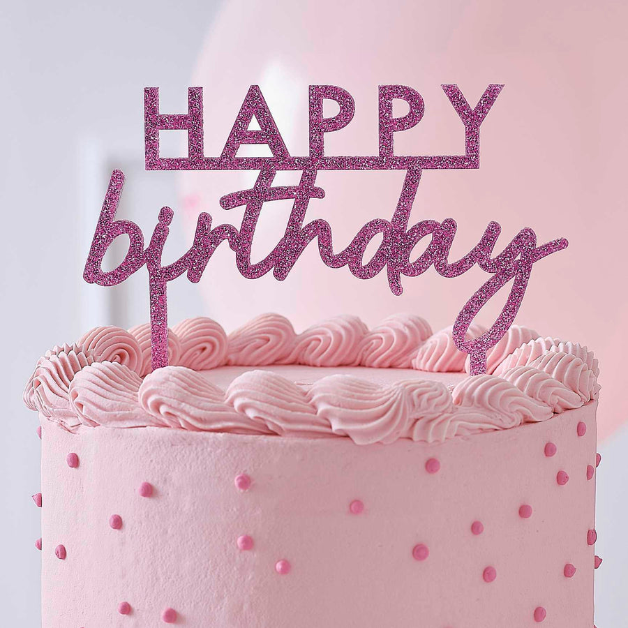 Ginger Ray Pink Glitter Birthday Cake Topper