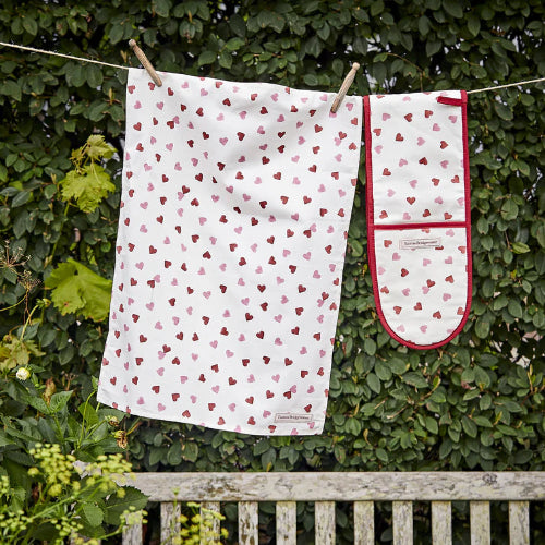 Emma Bridgewater Pink Hearts Double Oven Glove & Tea Towel Set
