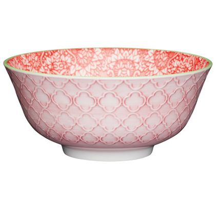 KitchenCraft Red Damask Ceramic Bowl