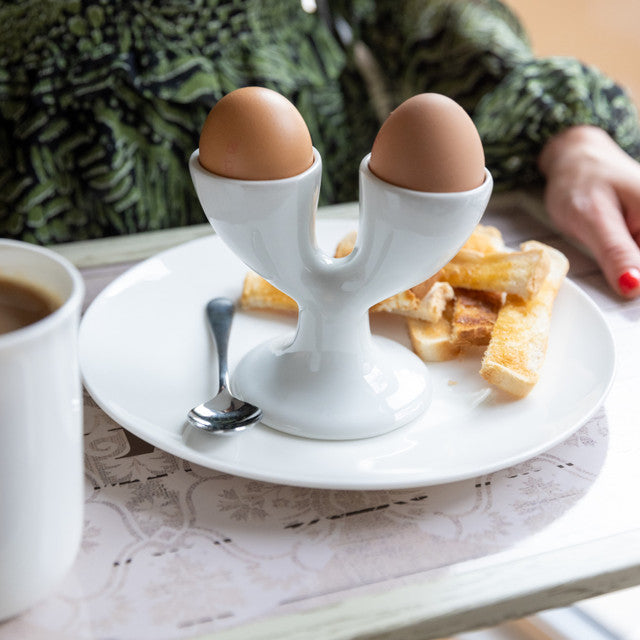 KitchenCraft White Porcelain Double Egg Cup