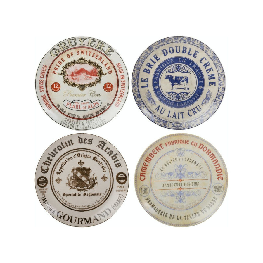 Creative Tops set of 4 side plates featuring vintage cheese labels