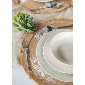 Creative Tops White Leaf Hessian Placemats