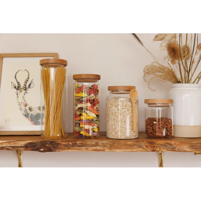 KitchenCraft Idilica 1Ltr Glass Storage Jar With Beechwood Lid