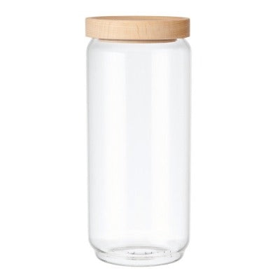 KitchenCraft Idilica 1Ltr Glass Storage Jar With Beechwood Lid