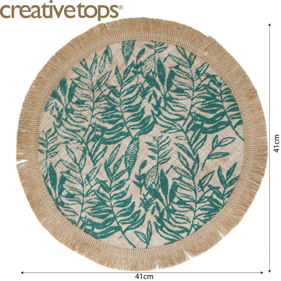 Creative Tops Green Leaf Hessian Placemats