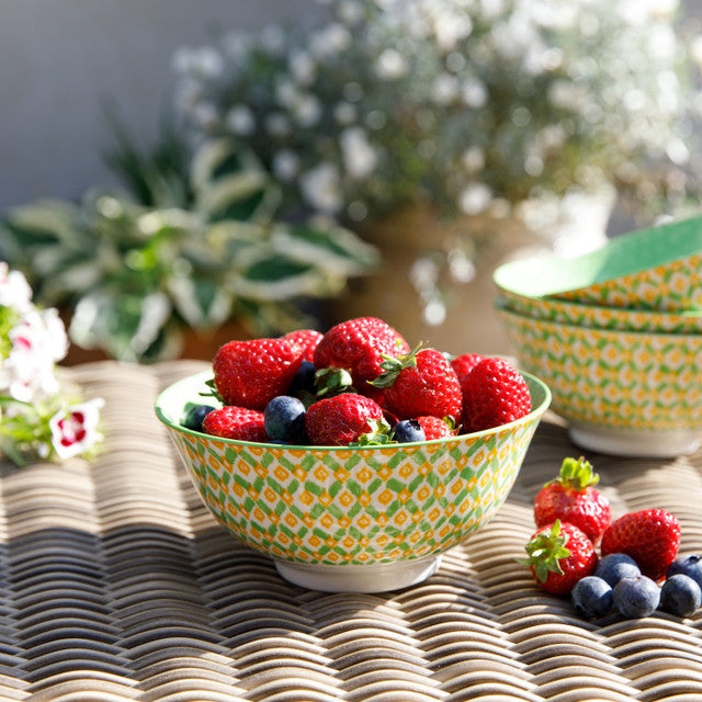 KitchenCraft Green Geometric Ceramic Bowl