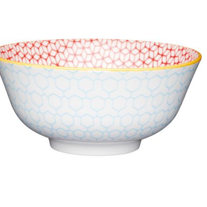 KitchenCraft Geometric Blue Ceramic Bowl