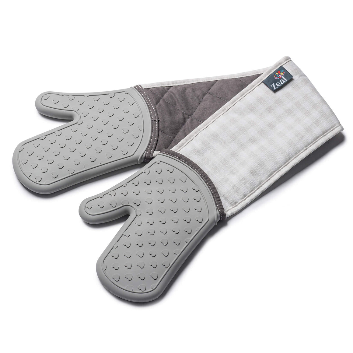 CKS Double Oven Glove Gingham Silicone French Grey