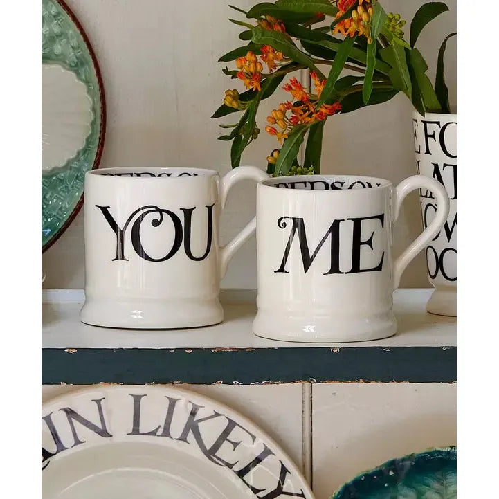 Emma Bridgewater Black Toast You & Me Set of 2 Half Pint Mugs