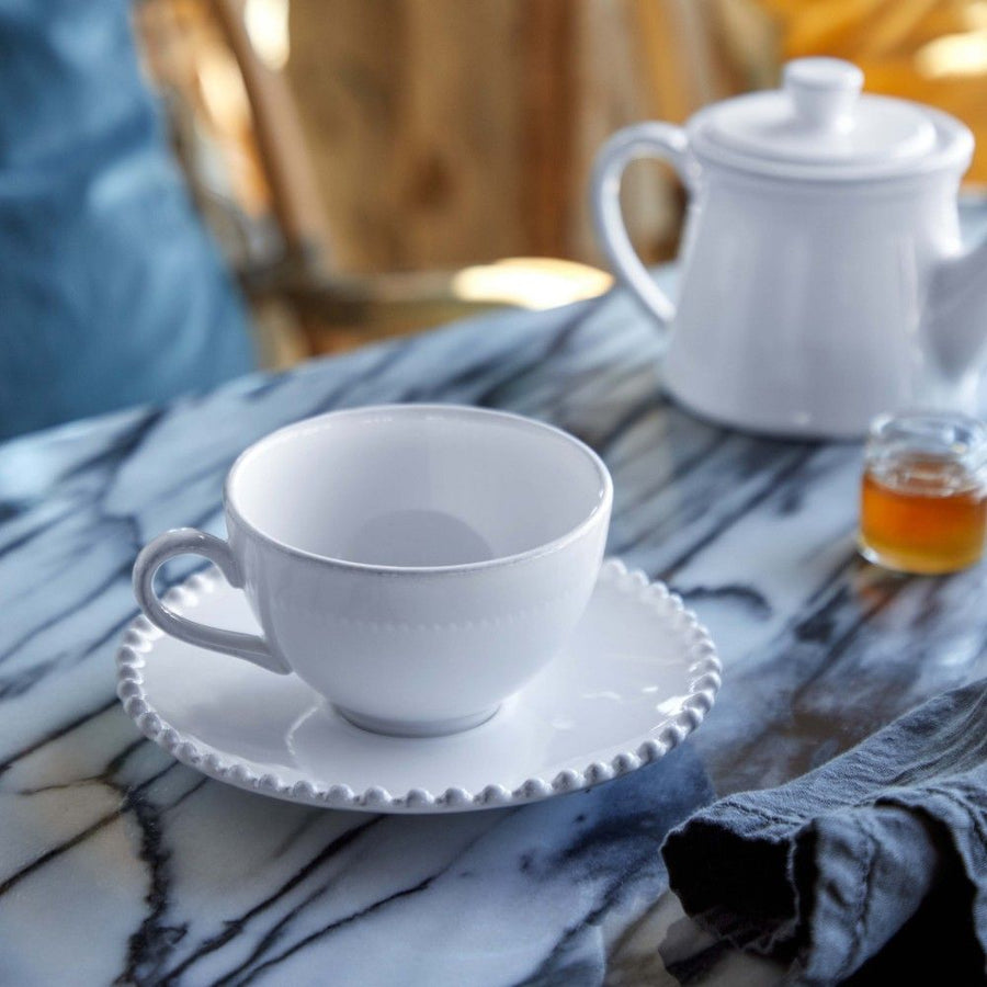 Pearl White Tea Cup & Saucer