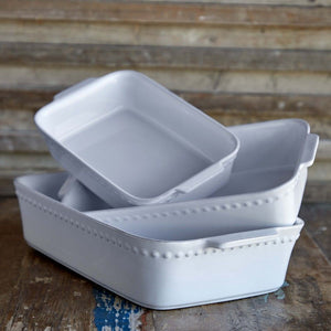 Pearl White Large Rectangular Baker