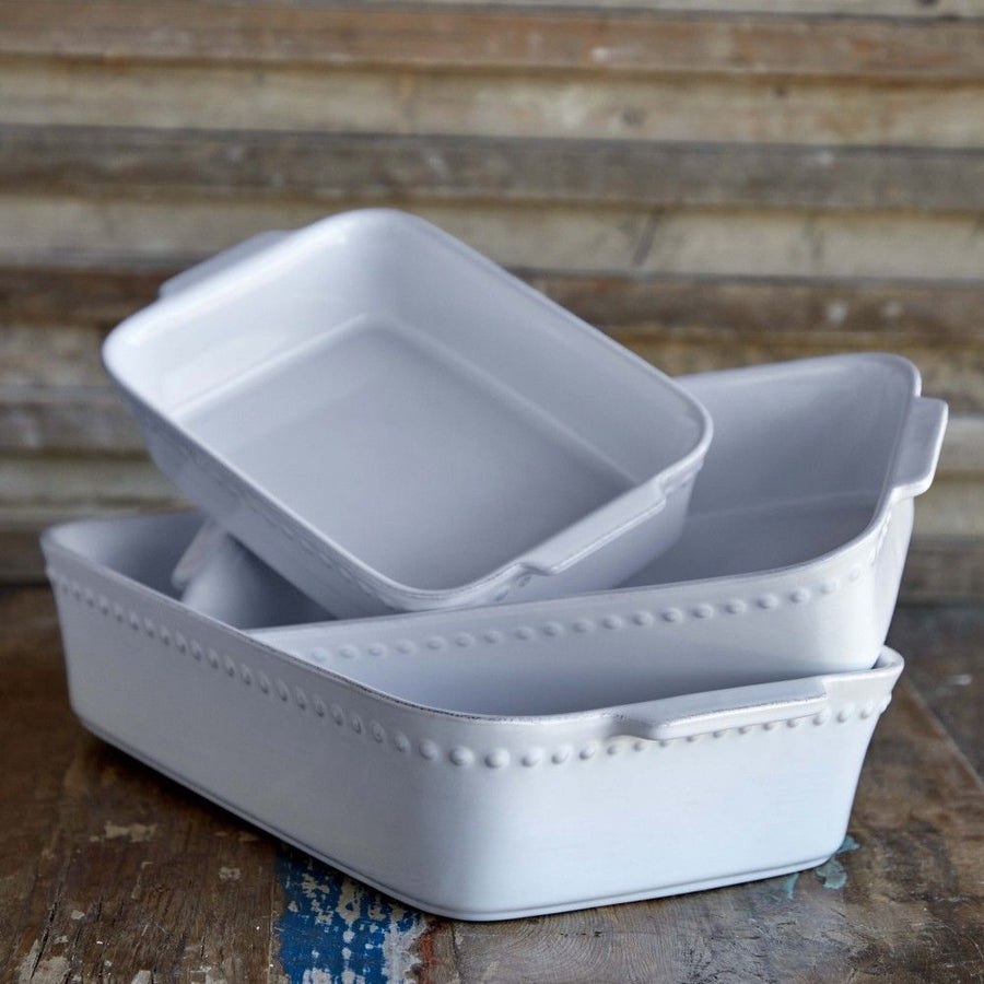 Pearl White Medium Rectangular Baker