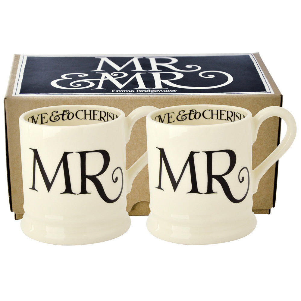 Emma Bridgewater Black Toast Mr & Mrs Half Pint Mugs - All Sets