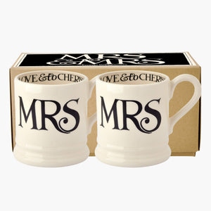Emma Bridgewater Black Toast Mr & Mrs Half Pint Mugs - All Sets