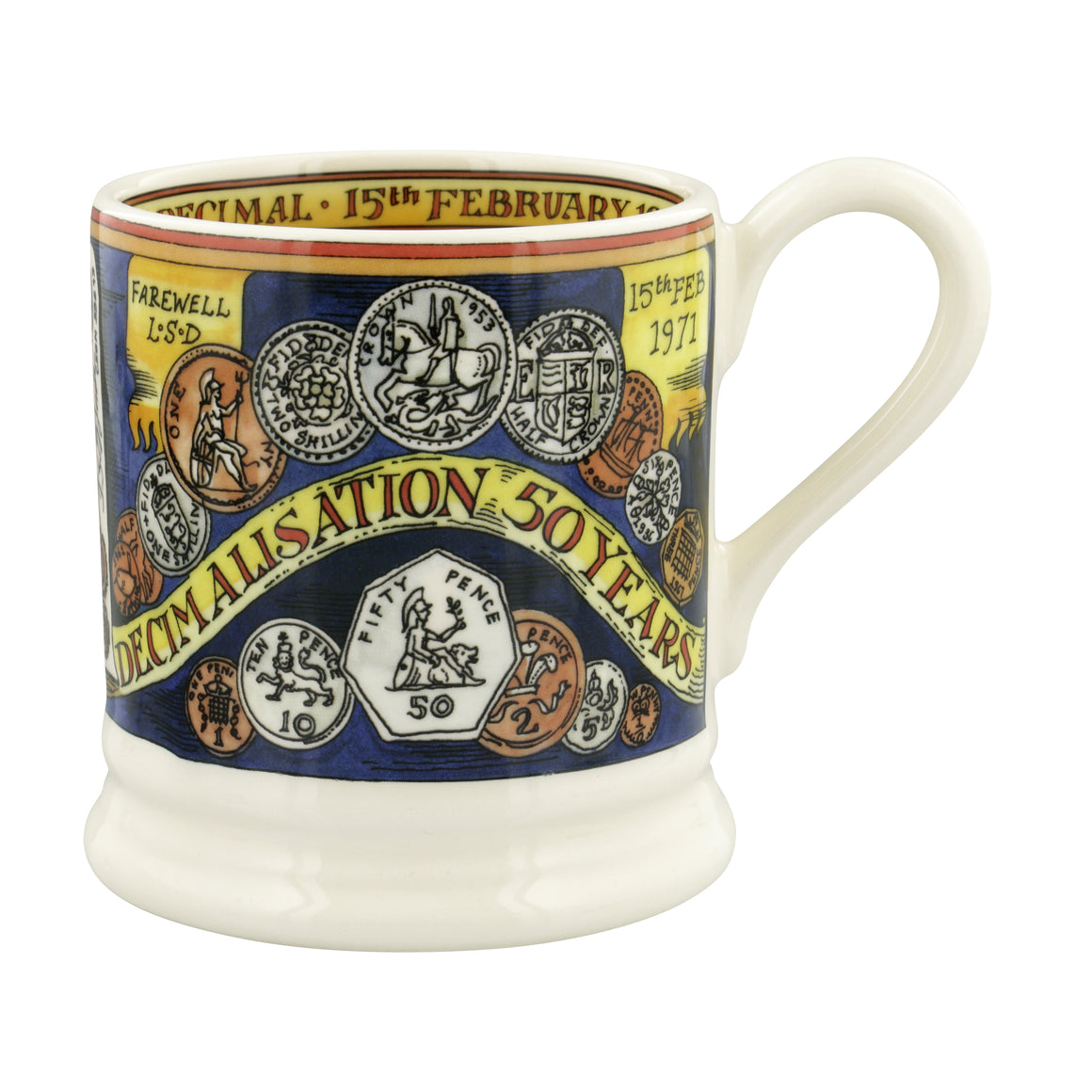 Emma Bridgewater Pounds & Shillings Half Pint Mug- Sale