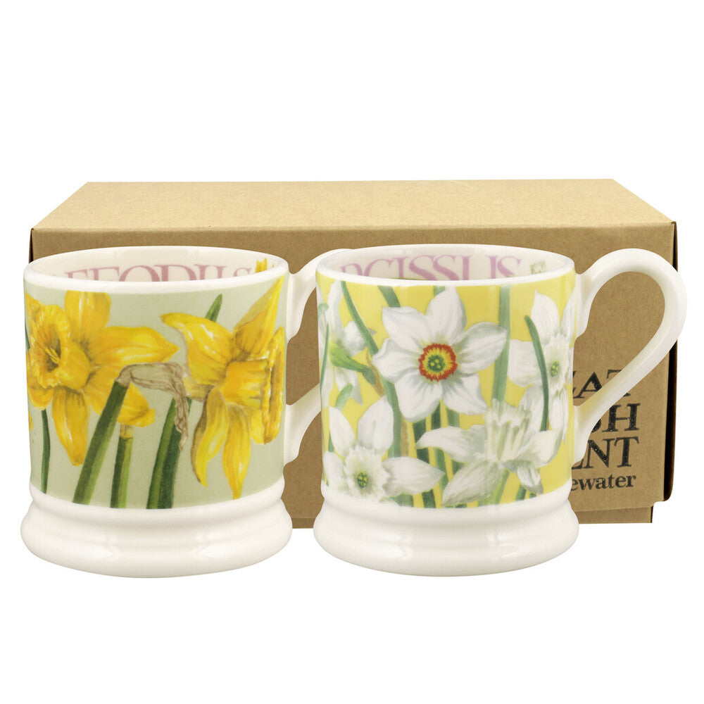 Emma Bridgewater Daffodils & Narcissus Set of 2 Half Pint Mugs