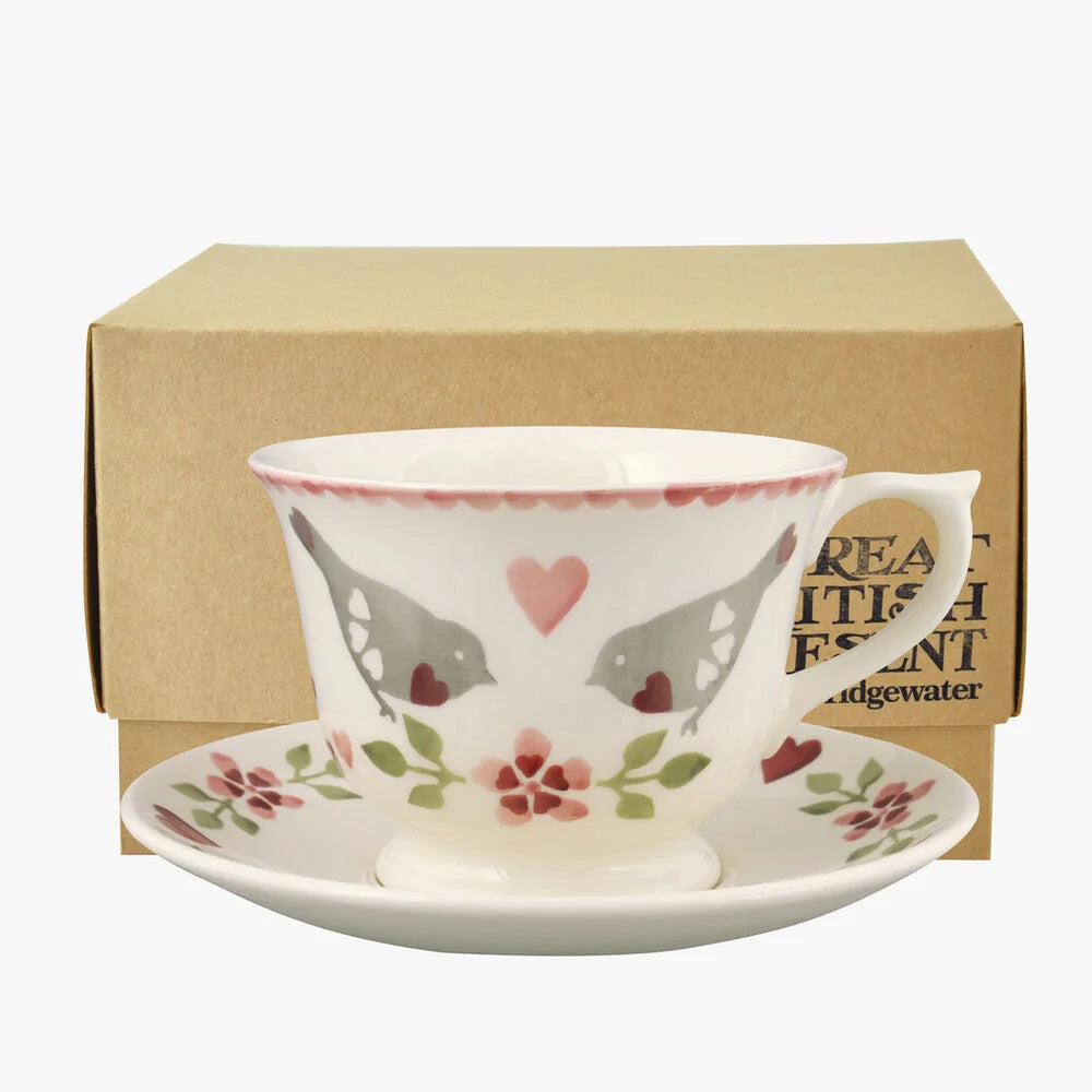 Emma Bridgewater Lovebirds Large Tea Cup & Saucer in Box