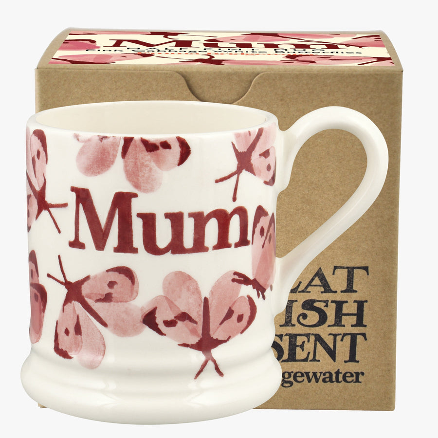 Emma Bridgewater Pink Cabbage White Butterfly Half Pint Mum Mug