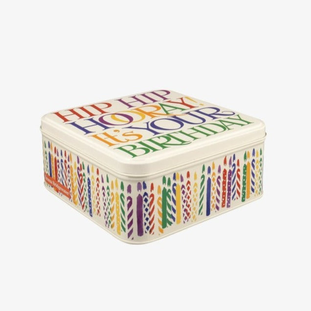 Emma Bridgewater Rainbow Toast Happy Birthday Medium Square Tin