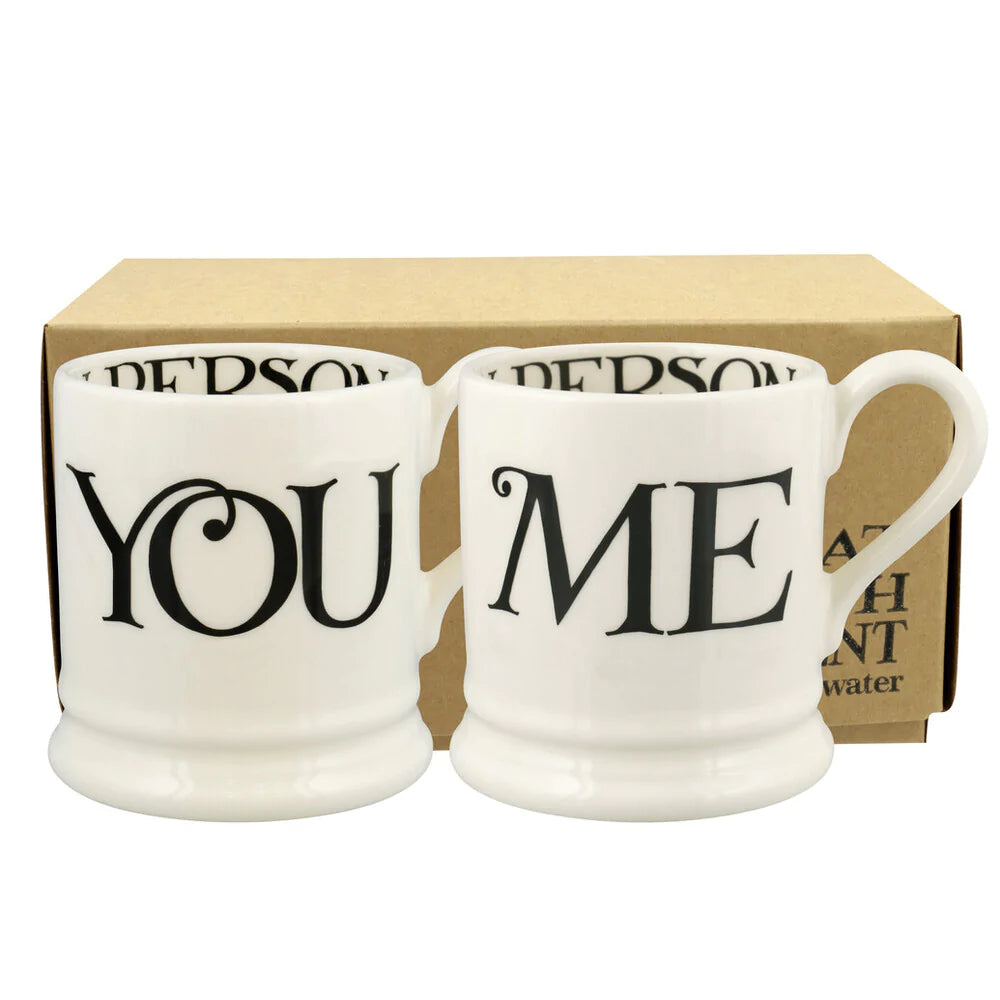 Emma Bridgewater Black Toast You & Me Set of 2 Half Pint Mugs