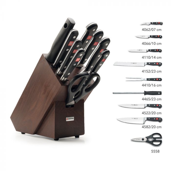 Wusthof Classic 9 Piece Set with Ash Brown Block