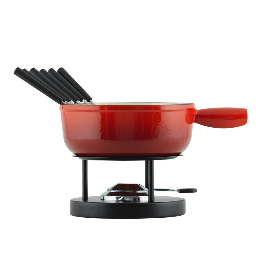 Kuhn Rikon 24cm Red Cast Iron Fondue Set