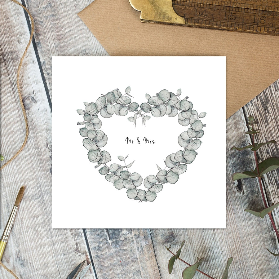 Toasted Crumpet Mr & Mrs Greenery Heart Card