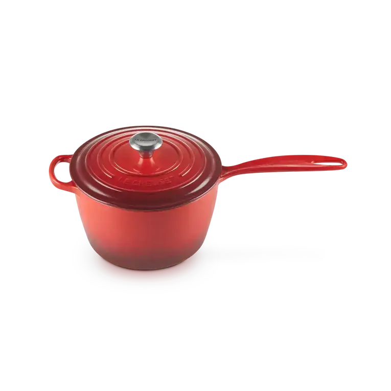 Le Creuset Signature Cast Iron Cerise Saucepan - All Sizes