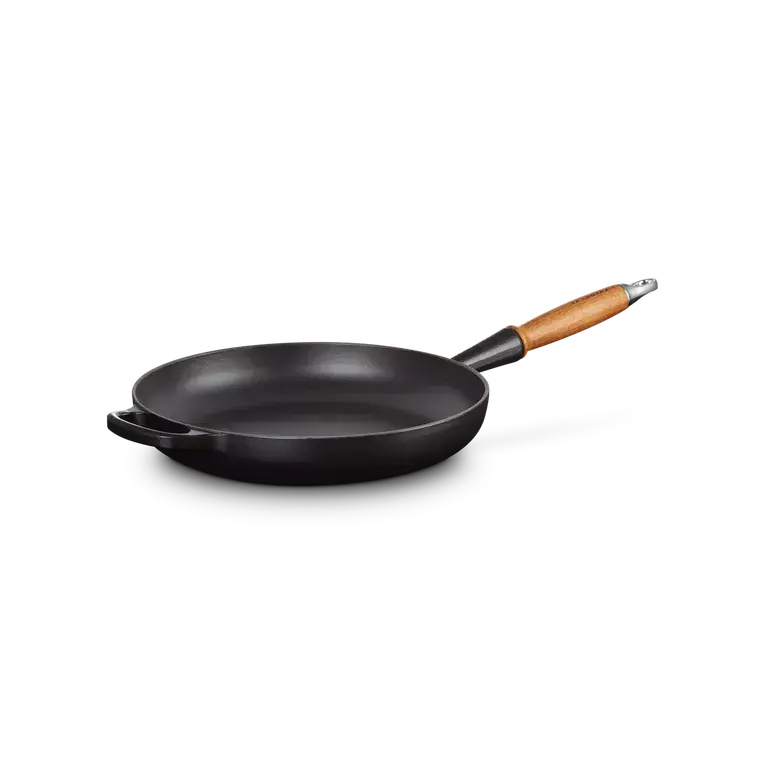 Le Creuset Signature Cast Iron Satin Black Frying with Wooden Handle - All Sizes