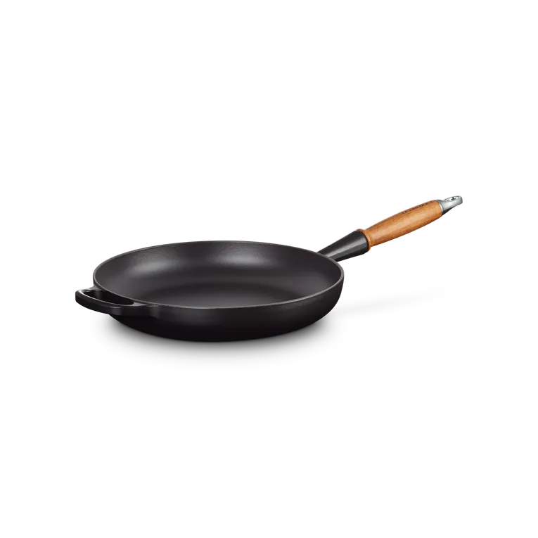 Le Creuset Signature Cast Iron Satin Black Frying with Wooden Handle - All Sizes