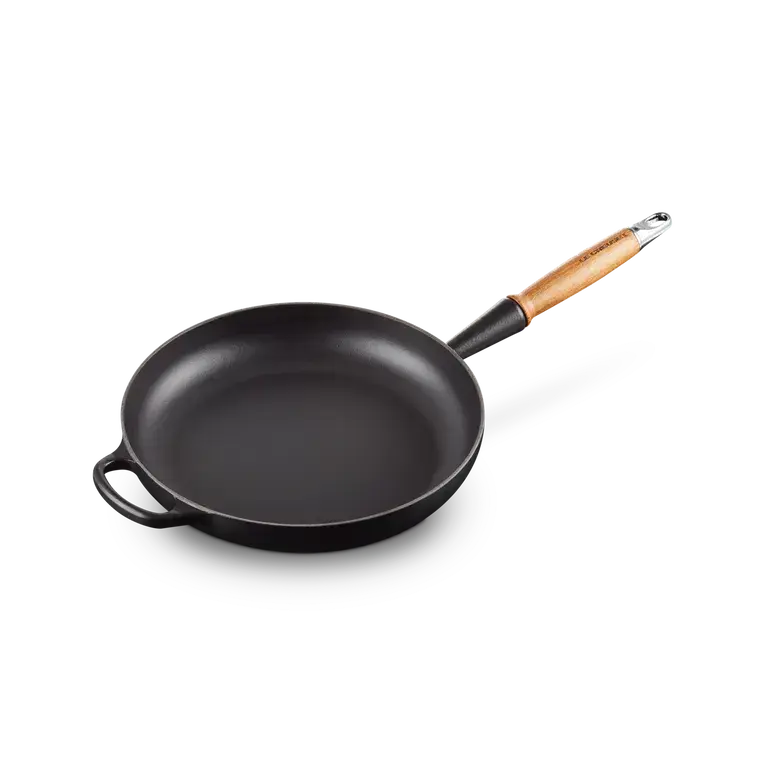 Le Creuset Signature Cast Iron Satin Black Frying with Wooden Handle - All Sizes