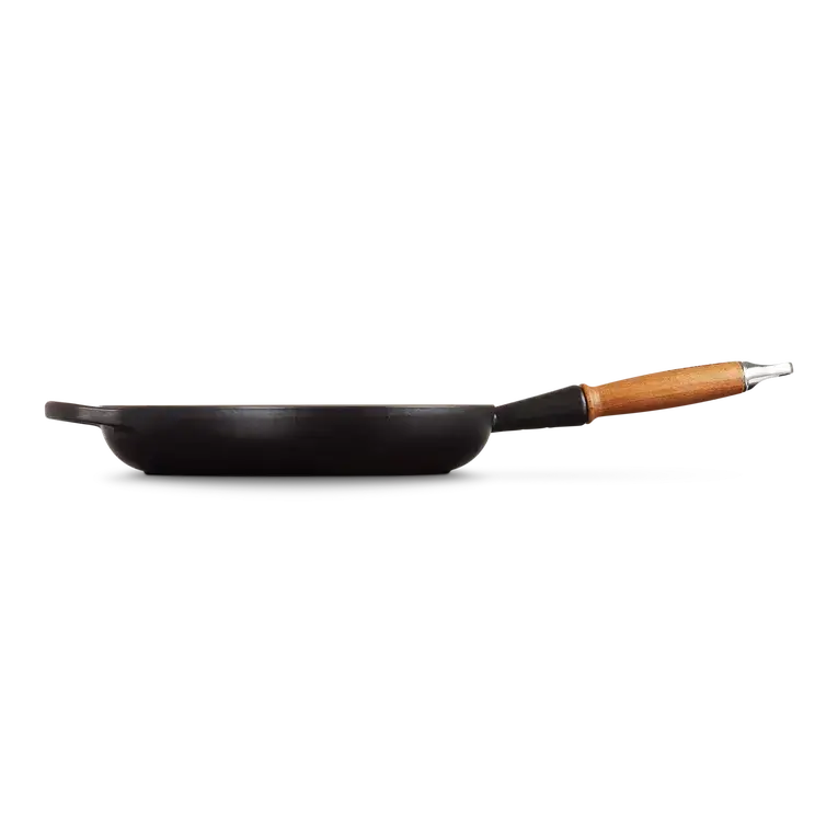 Le Creuset Signature Cast Iron Satin Black Frying with Wooden Handle - All Sizes