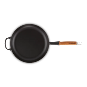 Le Creuset Signature Cast Iron Satin Black Frying with Wooden Handle - All Sizes