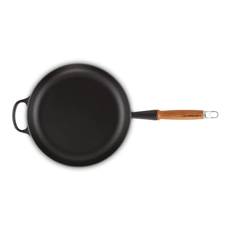 Le Creuset Signature Cast Iron Satin Black Frying with Wooden Handle - All Sizes