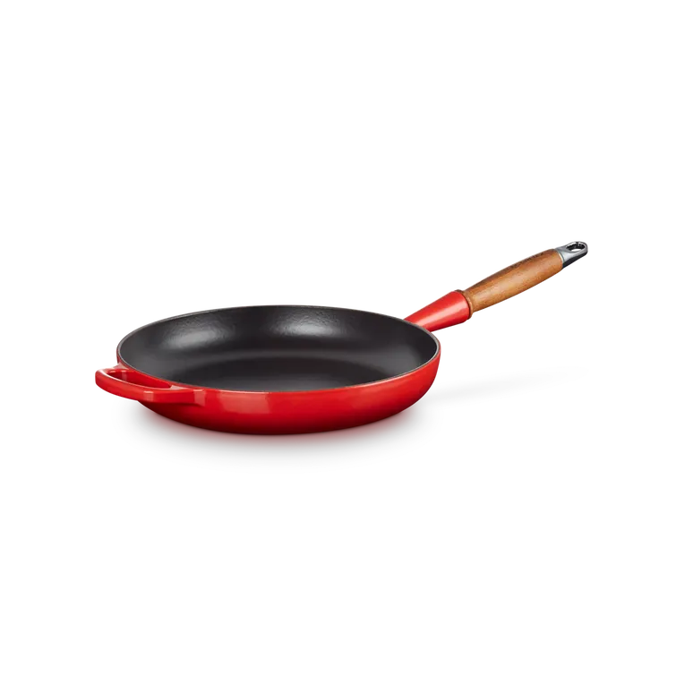 Le Creuset Signature Cast Iron Cerise Frying with Wooden Handle - All Sizes