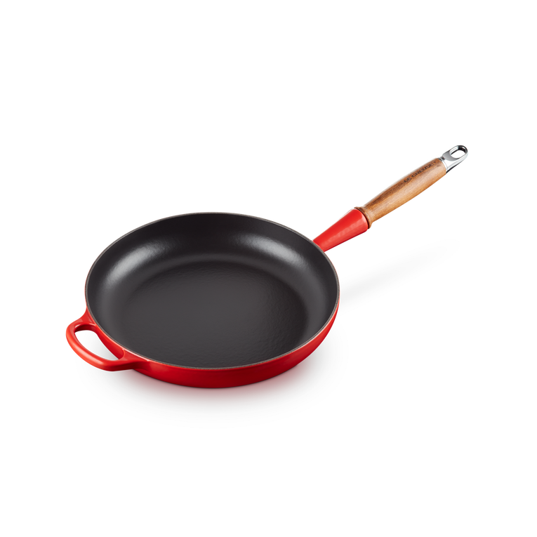 Le Creuset Signature Cast Iron Cerise Frying with Wooden Handle - All Sizes